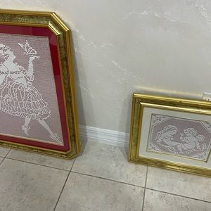 Hand made in Sicily crocheted art works 2 Pc 
Made. In Agrigento Sicily